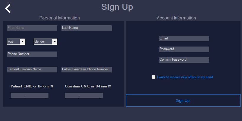 Patient Sign Up