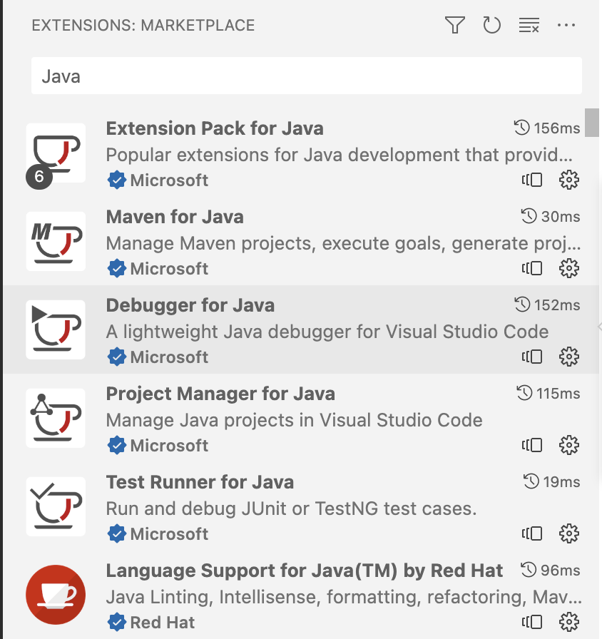 VS Code Java Exstensions